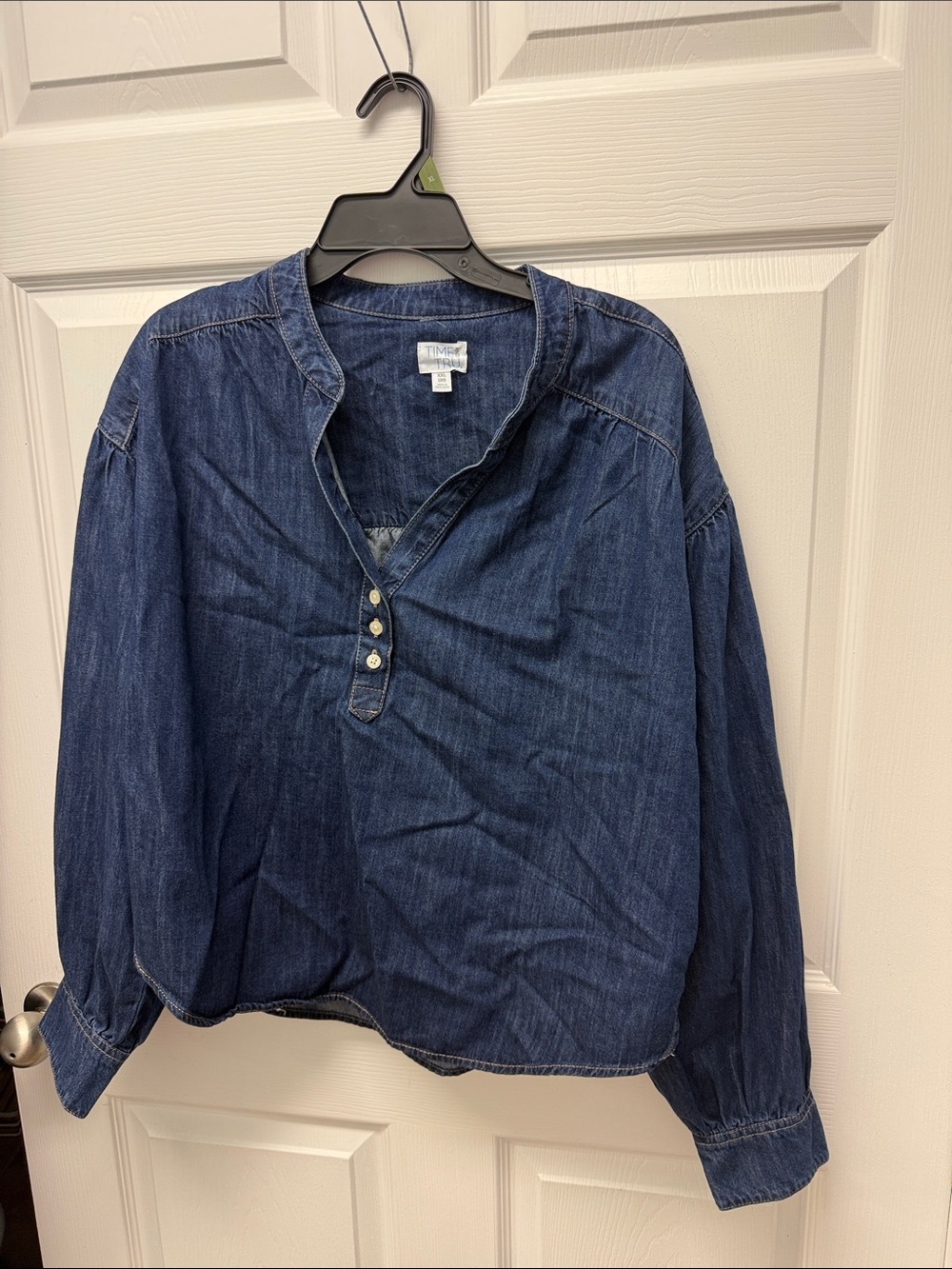 Dark Denim Button Pullover shirt